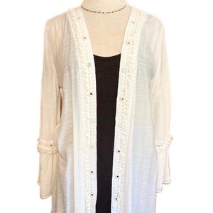 NWT Krazy Kat ecru gauzy beach coverup cardigan swim lightweight MEDIUM